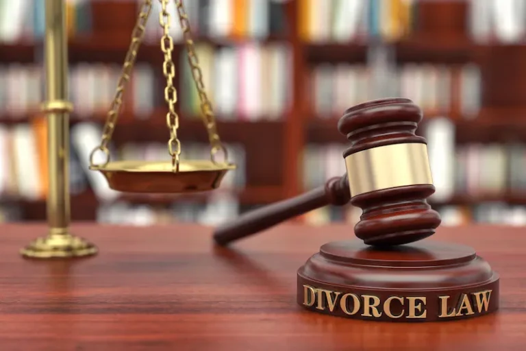 A gavel rests on a block that reads Divorce Law, representing the process to file for an uncontested divorce.